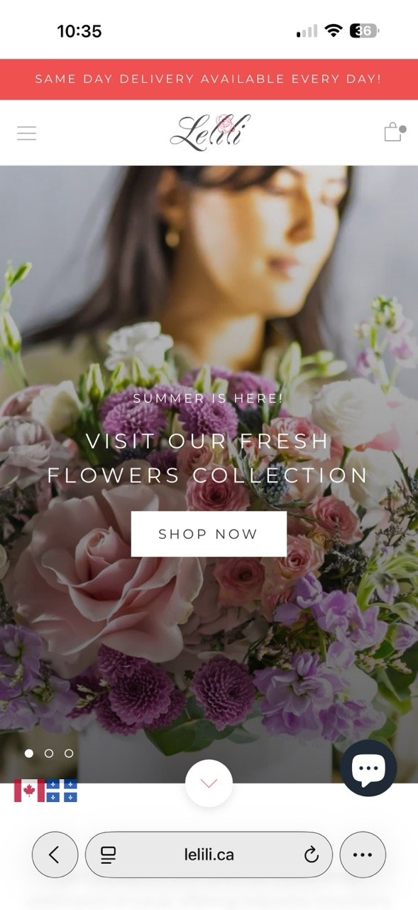 The home page on a mobile device.